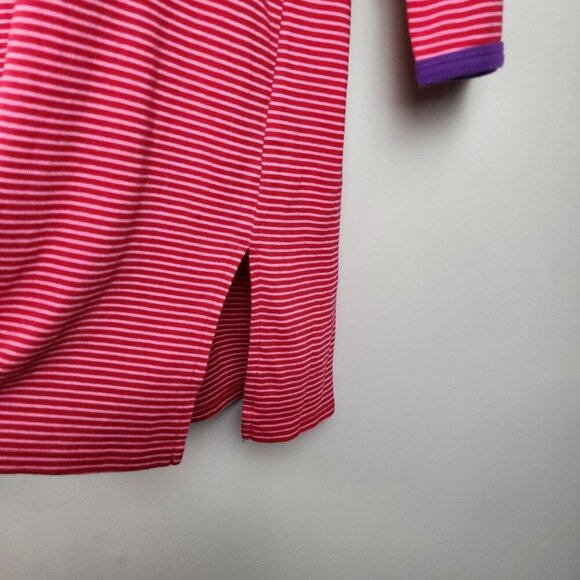 Victoria's Secret sz M long sleeve sleeping dress shirt rainbow stripes red - Picture 4 of 10